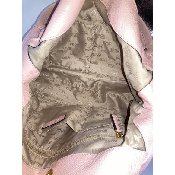 MICHAEL KORS, PINK PEBBLED LEATHER LARGE SHOULDER BAG (ASIS) - Picture 14 of 16